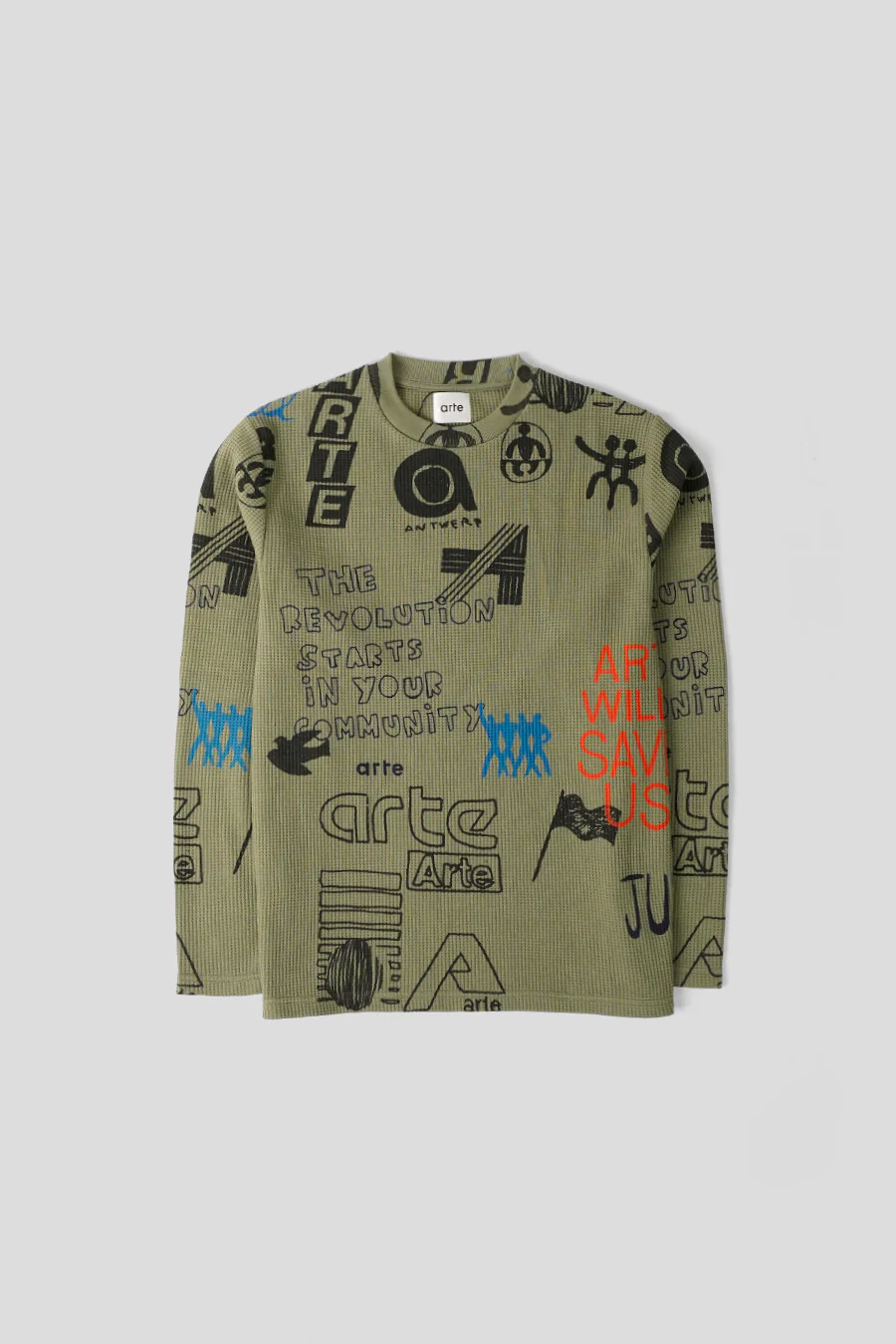 T-SHIRT MANCHES LONGUES GAUFRÉ VERT