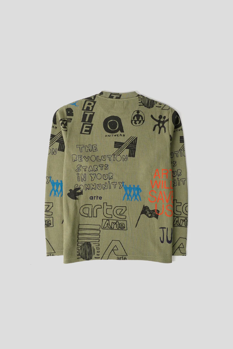 T-SHIRT MANCHES LONGUES GAUFRÉ VERT - Image 3