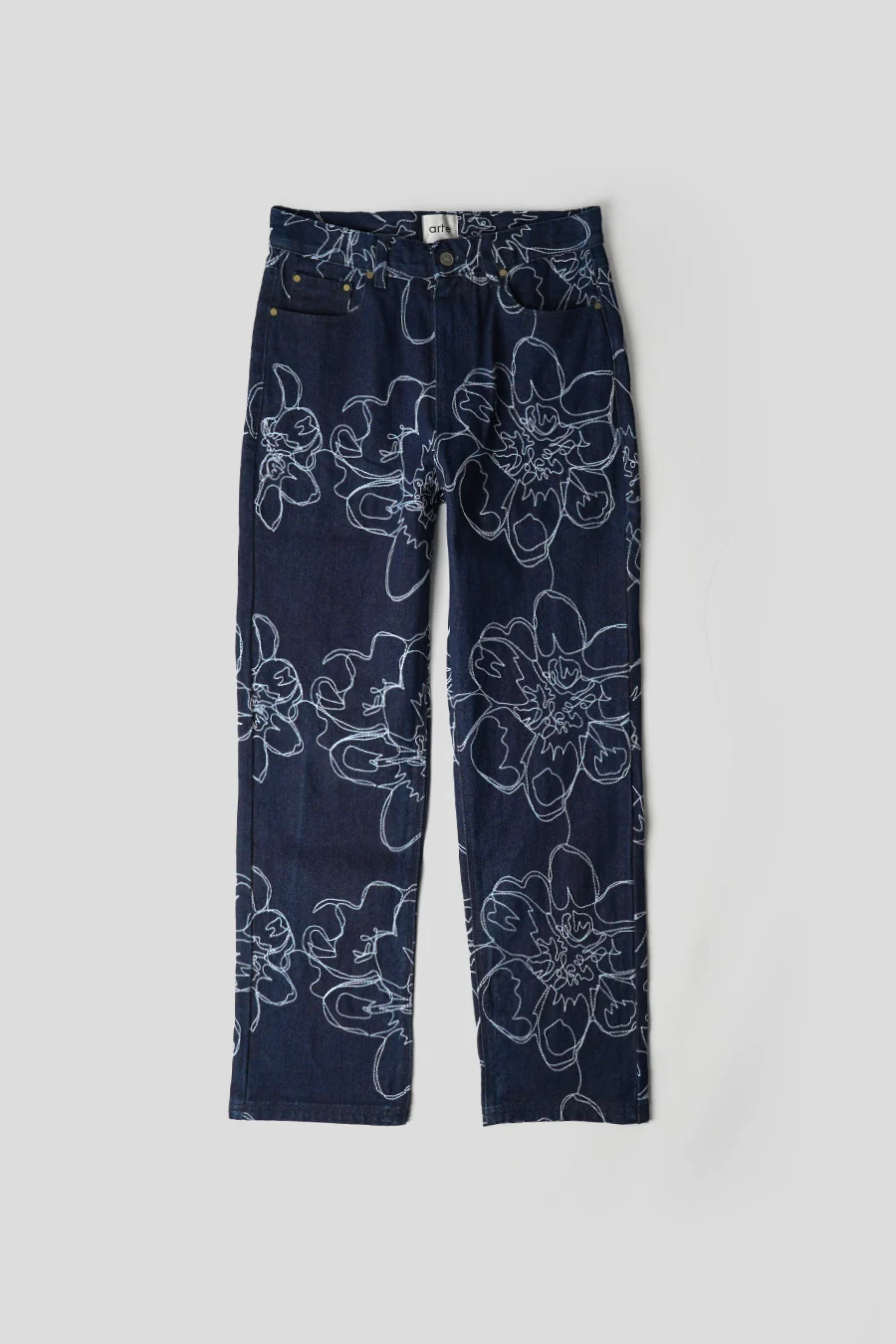 PANTALON FLOWER STITCH BLEU MARINE