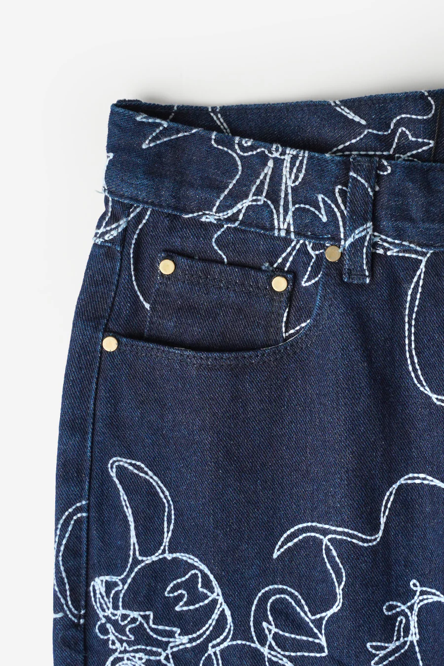 PANTALON FLOWER STITCH BLEU MARINE - Image 3
