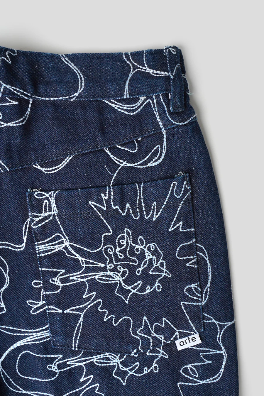 PANTALON FLOWER STITCH BLEU MARINE - Image 4
