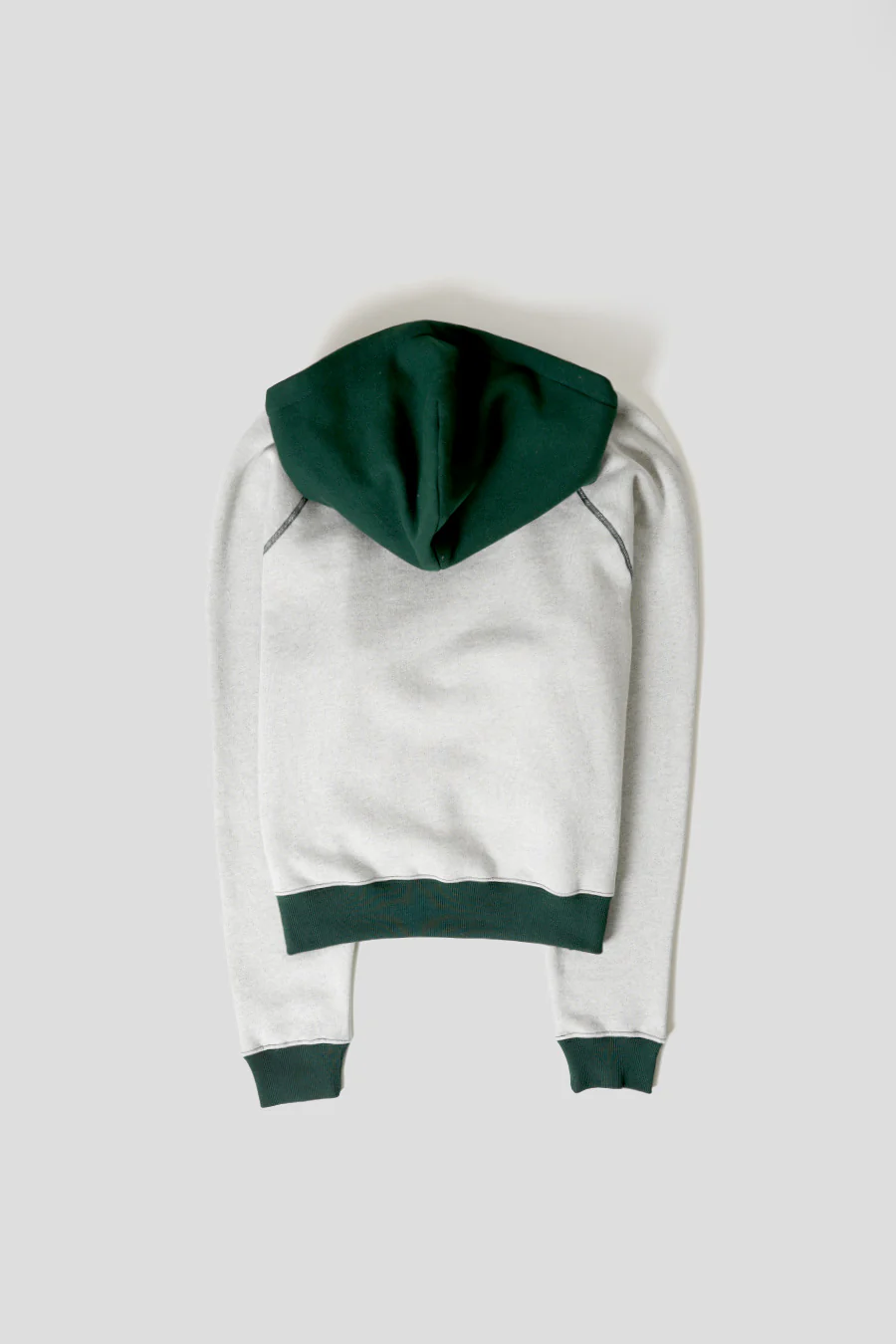 HOODIE FLEECE LOGO HEAD RAGLAN VERT ET GRIS - Image 3