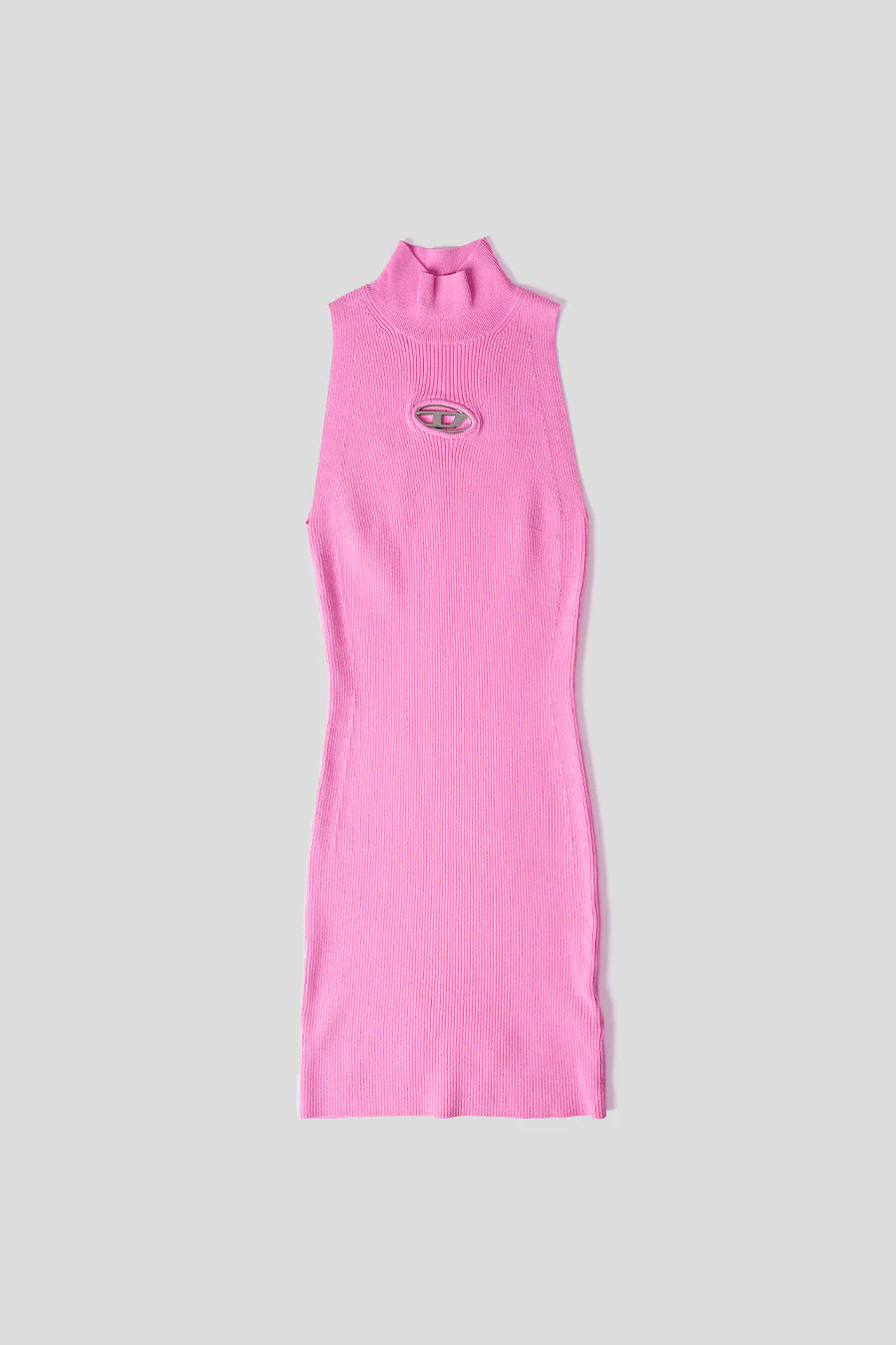 ROBE COURTE À COL ROULÉ EN MAILLE ROSE