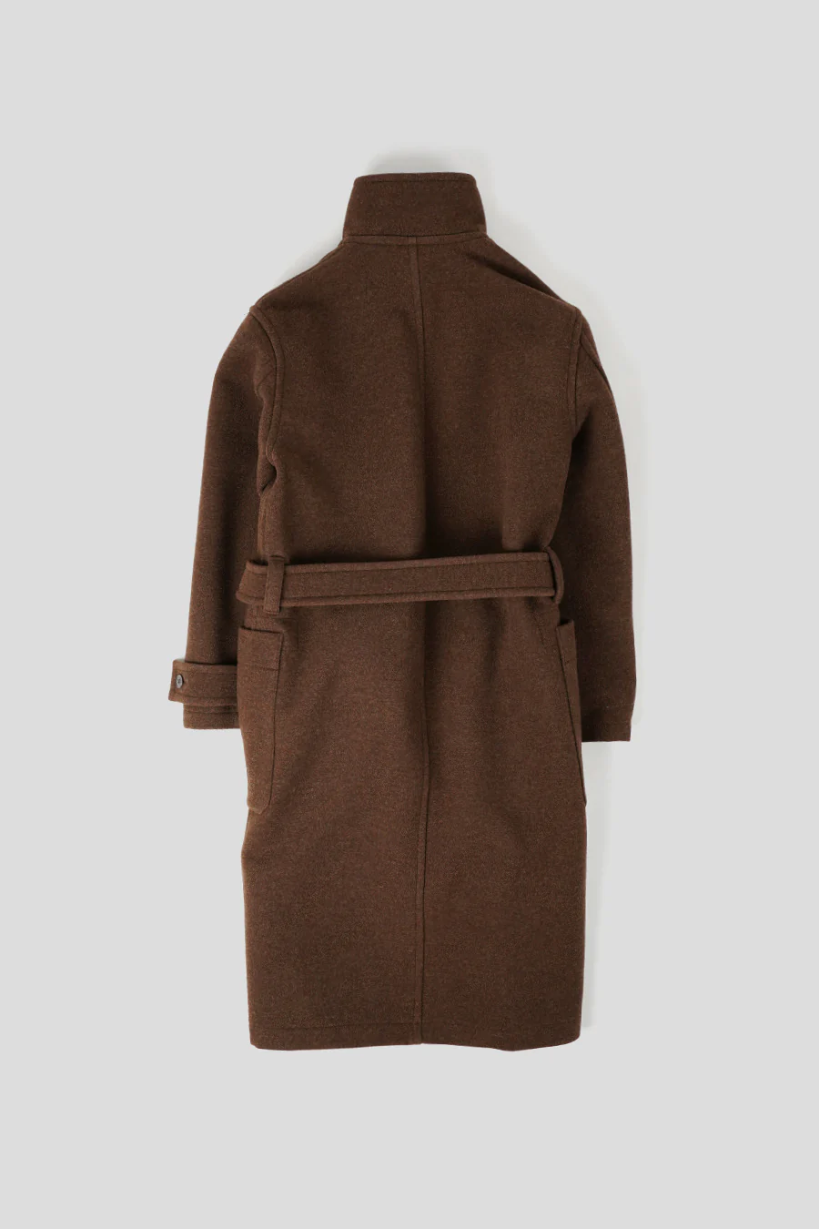 MANTEAU ENVELOPPANT À SURPIQÛRES CONTRASTÉES MARRON - Image 6