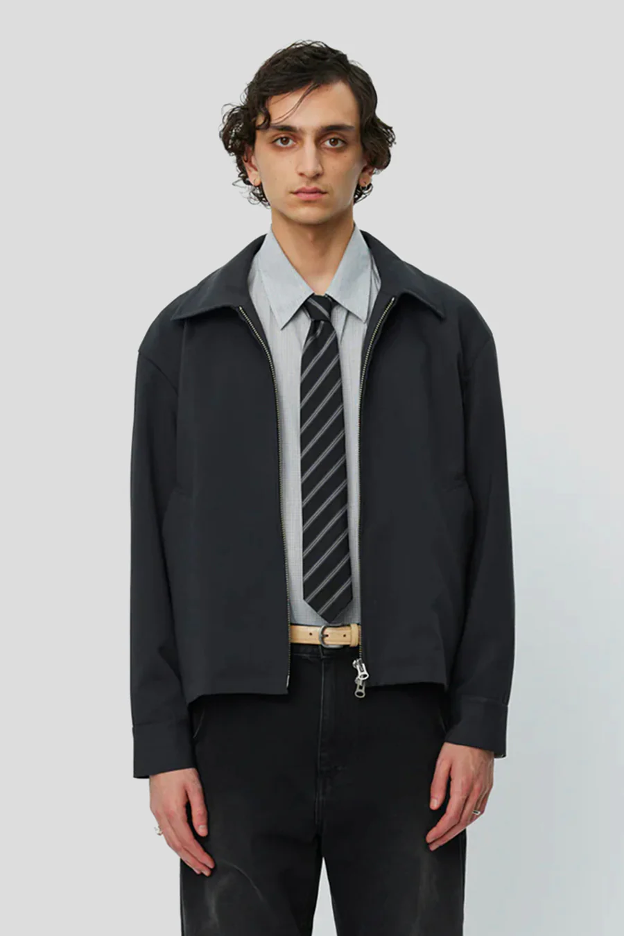 VESTE MAIL EN LAINE GRIS FONCÉ