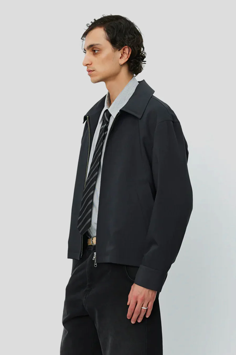 VESTE MAIL EN LAINE GRIS FONCÉ - Image 3