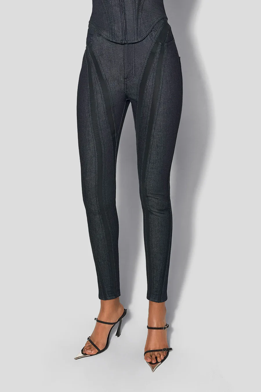 JEAN MESH RAW DENIM SKINNY NOIR