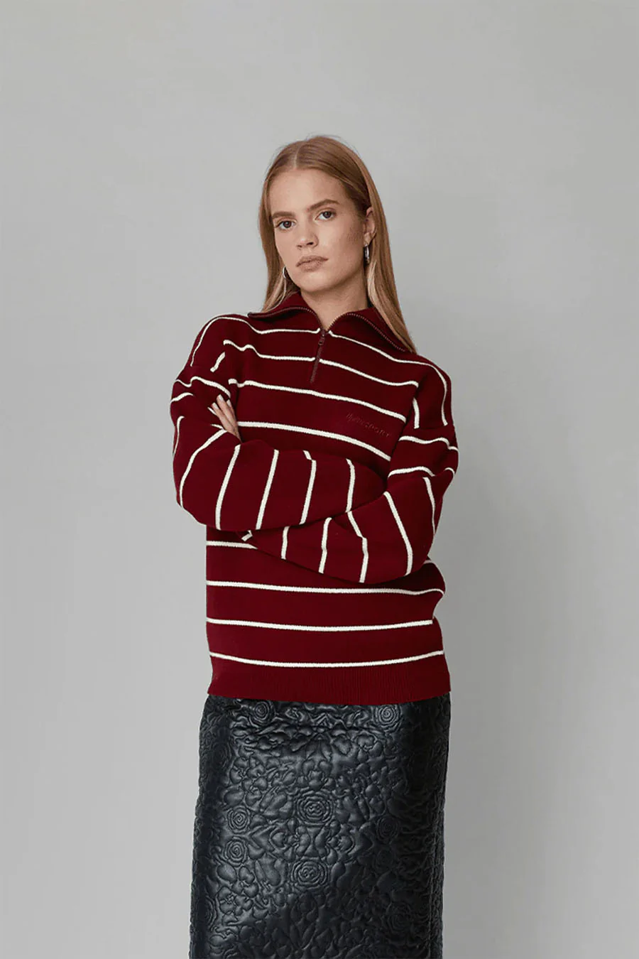 PULL ZIPPÉ KENNEDY ROUGE FONCÉ - Image 3