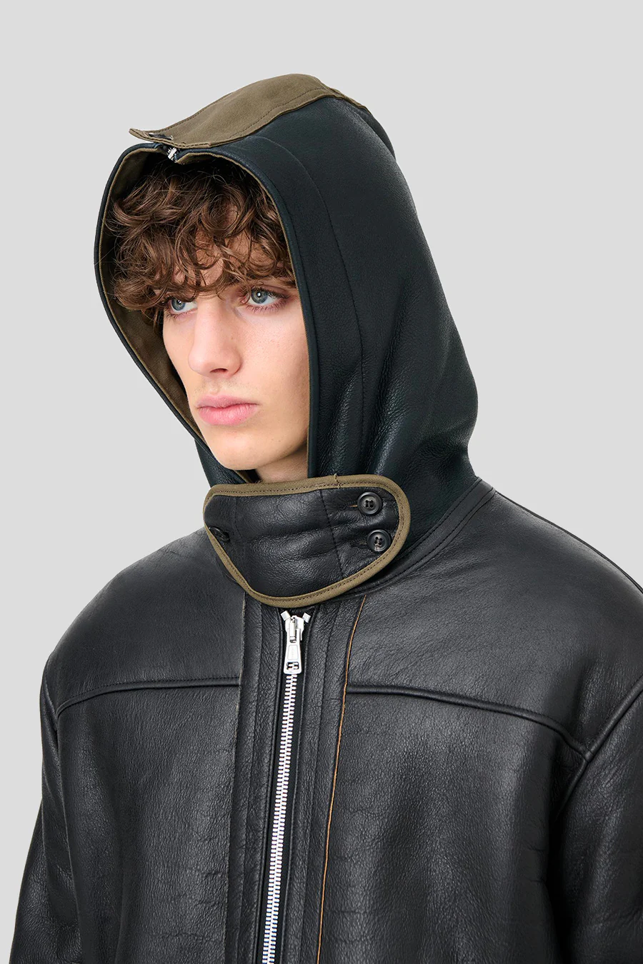 VESTE EN CUIR BLIZZARD NOIRE - Image 4