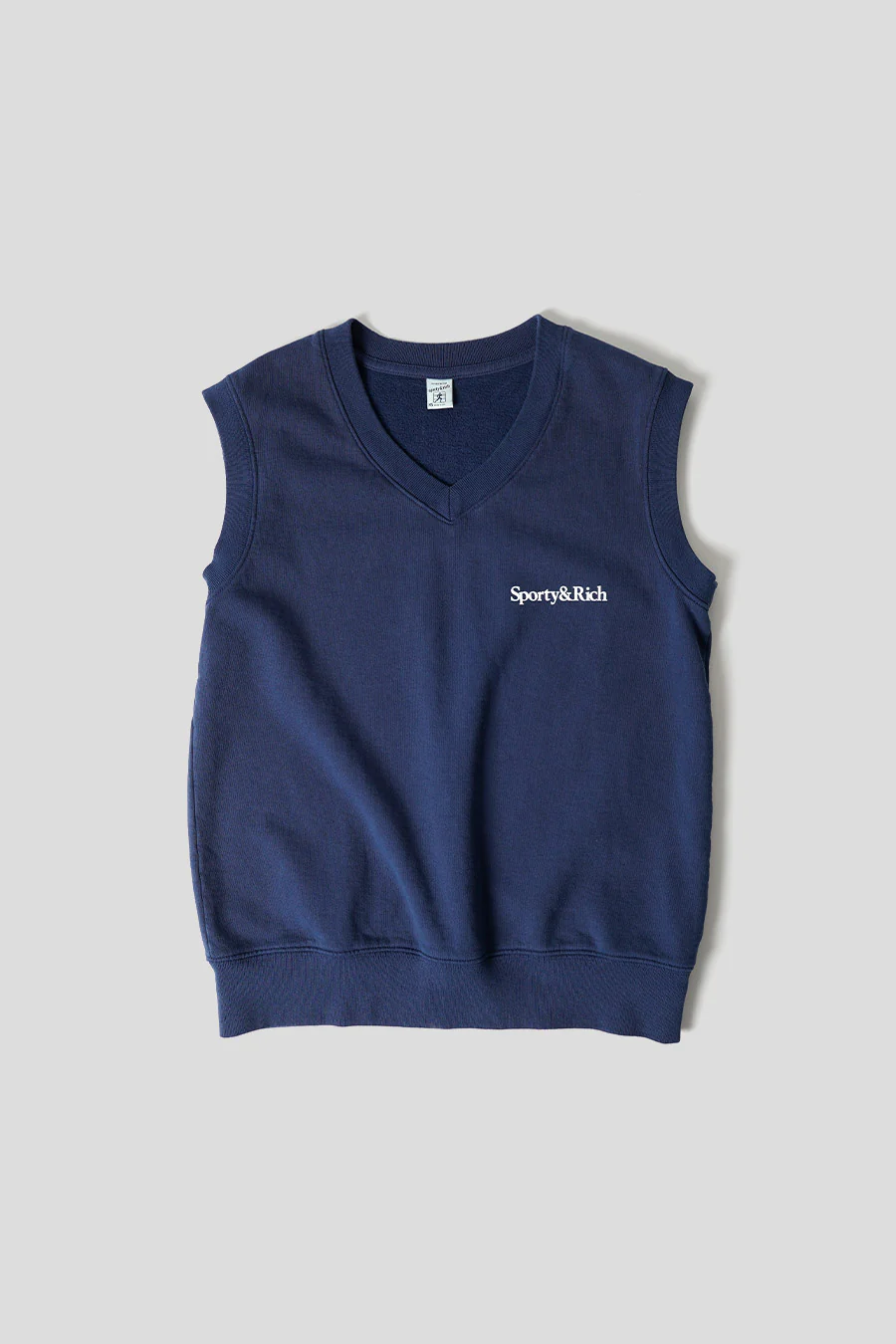 PULL SANS MANCHES SERIF LOGO BLEU MARINE